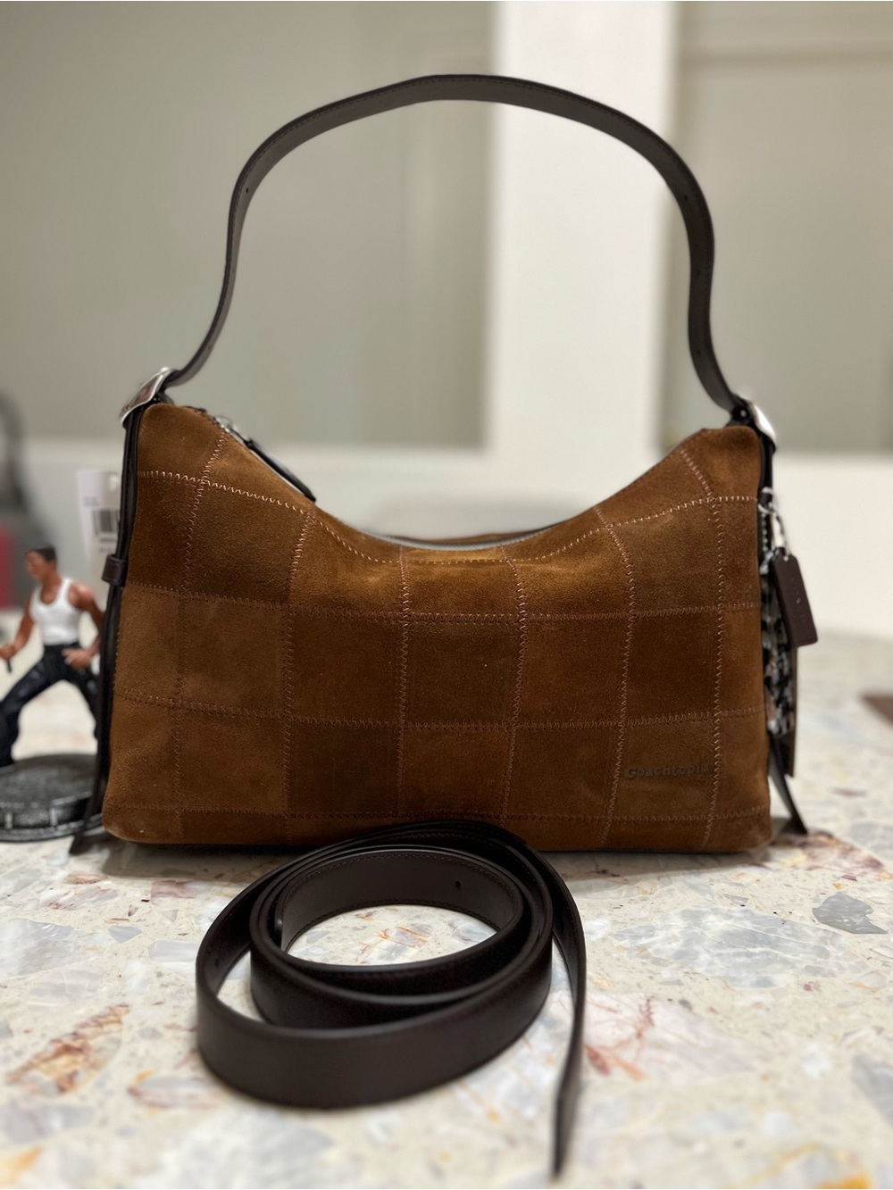 Coach Coachtopia Alter/Ego Slouchy Shoulder Bag Suede/Silver/Russet NWT